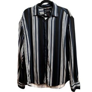 Denim & Flower Navy and White Striped Shirt || XL